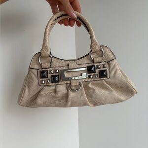 Guess Beige Shoulder Bag with Black Studs